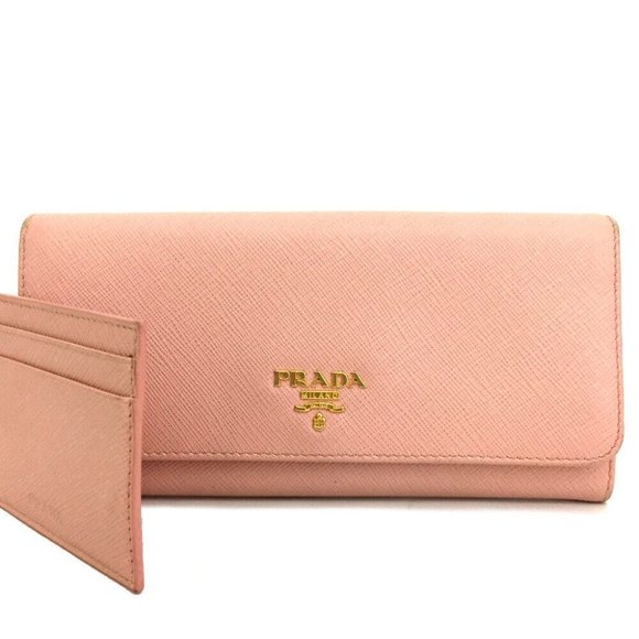 Prada Handbags - 303230L Prada Wallet Long Bifold Pink Saffiano Leather